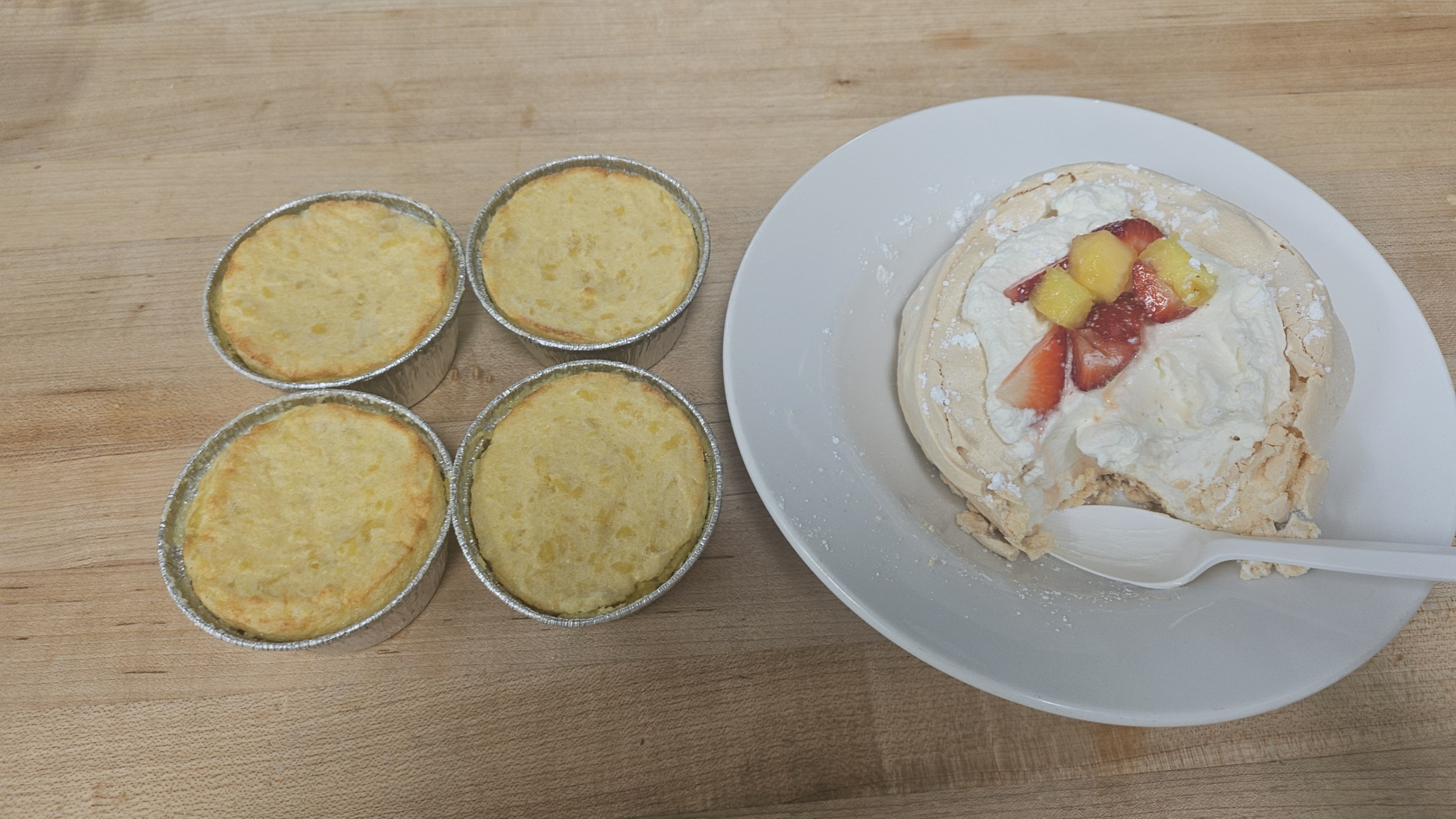 Pavlova with cream and fresh fruit